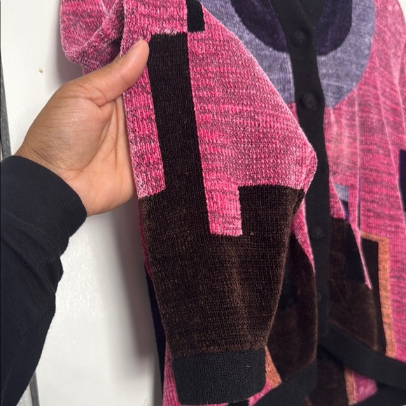 Giorgio Armani Pink and Black Cardigan Sweater - Picture 3 of 7